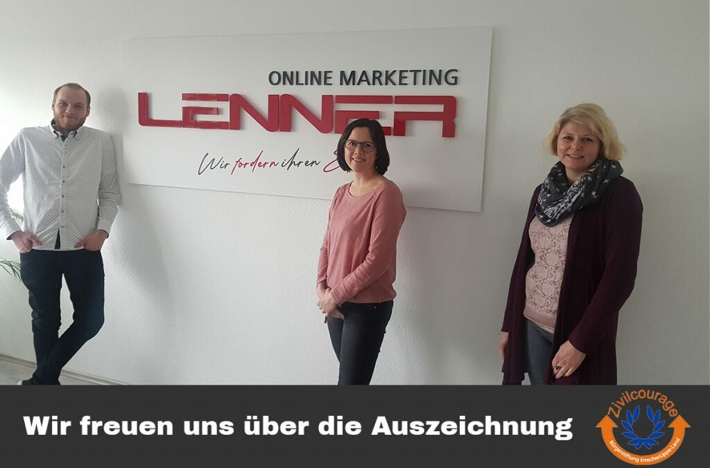 Auszeichnung Zivilcourage Preis 2020 für die Internetagentur Lenenr Online Marketing im Kreis Recklinghausen