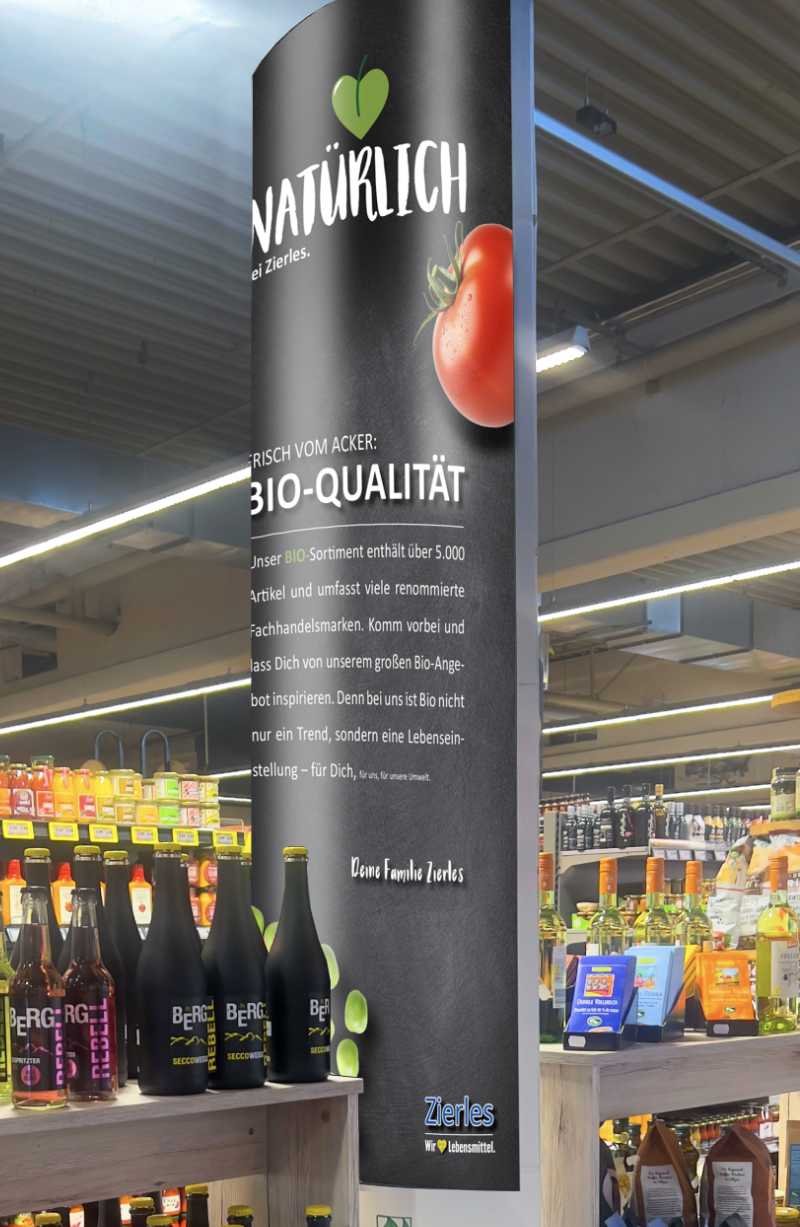 Säule am POS von EDEKA Zierles erstellt von der Werbeagentur Lenner Online Marketing aus Recklinghausen